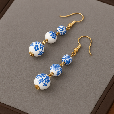 Nixie | Blue and White Drop Earrings