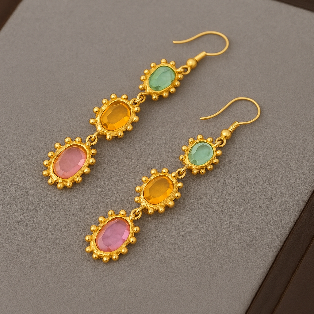 Undine | Gold-Plated Drop Earrings with Colored Stones