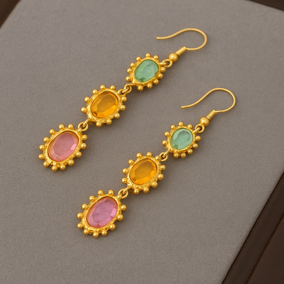 Undine | Gold-Plated Drop Earrings with Colored Stones
