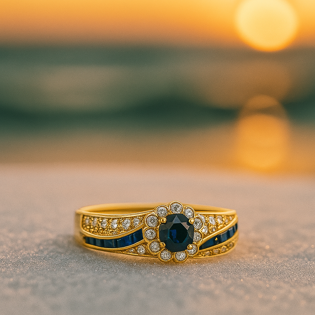 Fior di Mare – Plated ring with zirconia and blue crystal