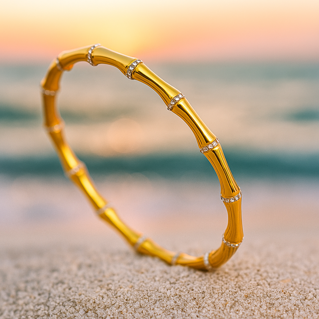 Golden Breeze – 925 silver bangle inspired by bamboo