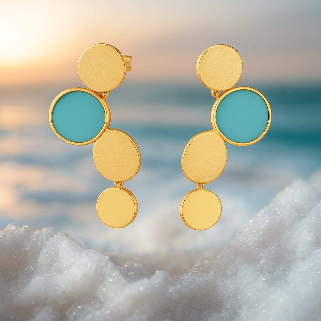 Oceane | Gold Earrings with Turquoise Reflections