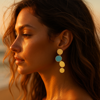 Oceane | Gold Earrings with Turquoise Reflections
