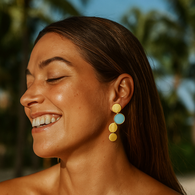 Oceane | Gold Earrings with Turquoise Reflections