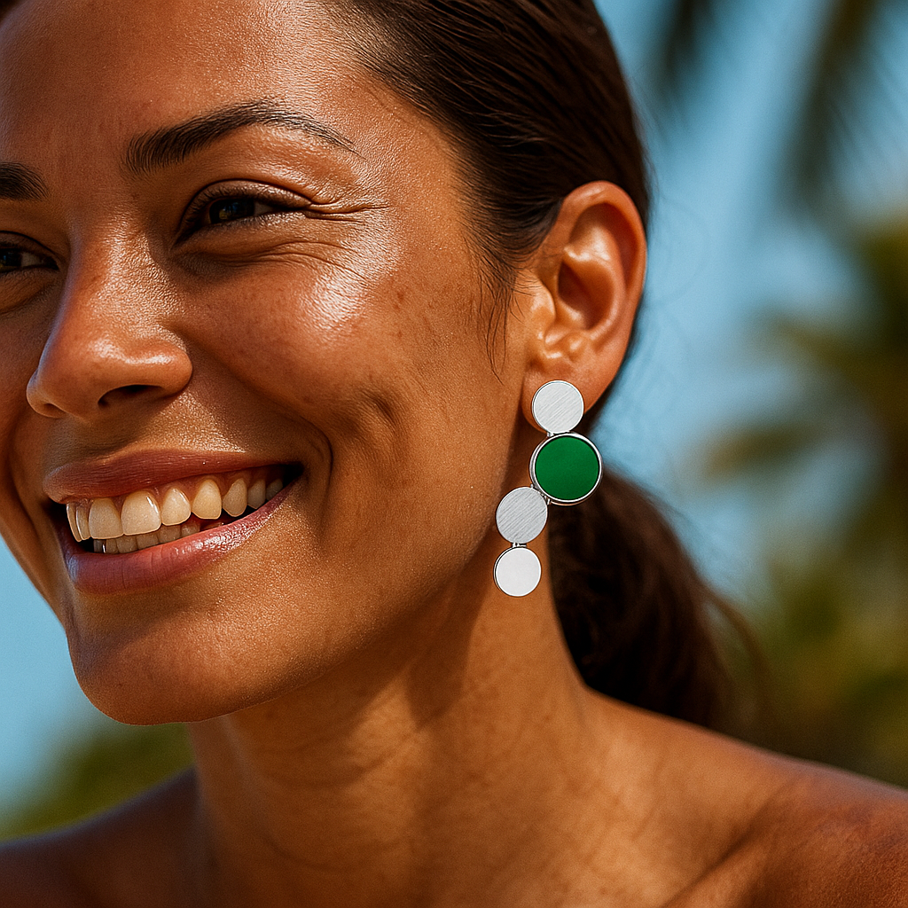 Oceane | Gold Earrings with Turquoise Reflections
