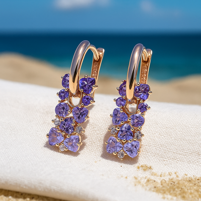 Pearl | Earrings with Lilac Stones
